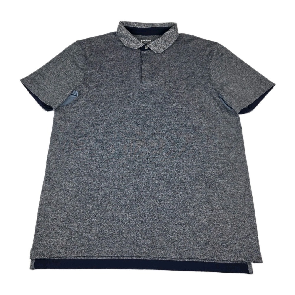 Outdoor Voices Performance Polo Shirt Mens Large Heather Blue Vented SS